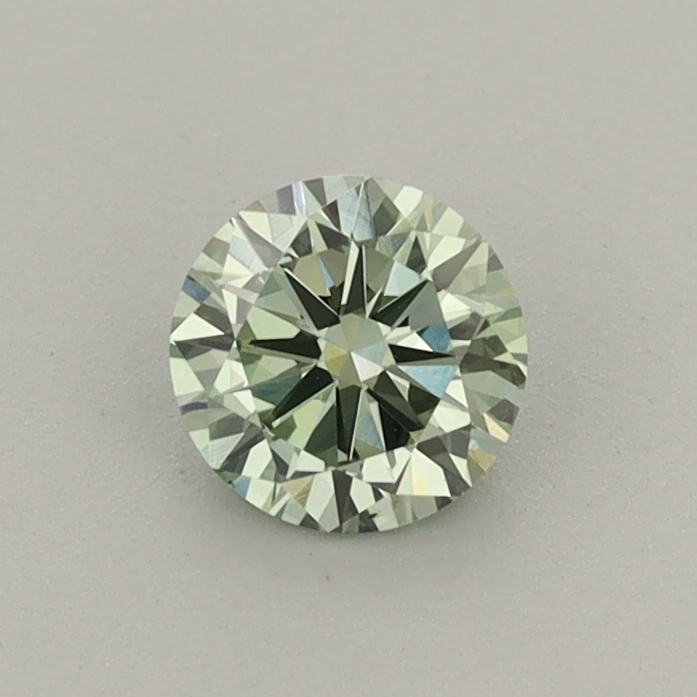 Actual 0.45 carat Fancy Vivid Green Round lab-grown diamond