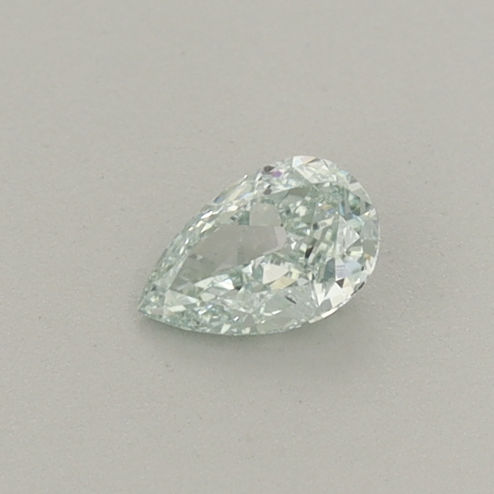 Actual 0.24 carat Fancy Intense Bluish Green Pear lab-grown diamond