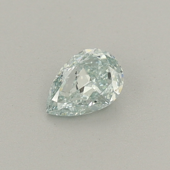 Actual 0.24 carat Fancy Intense Bluish Green Pear lab-grown diamond