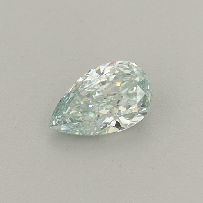 Actual 0.25 carat Fancy Intense Bluish Green Pear lab-grown diamond