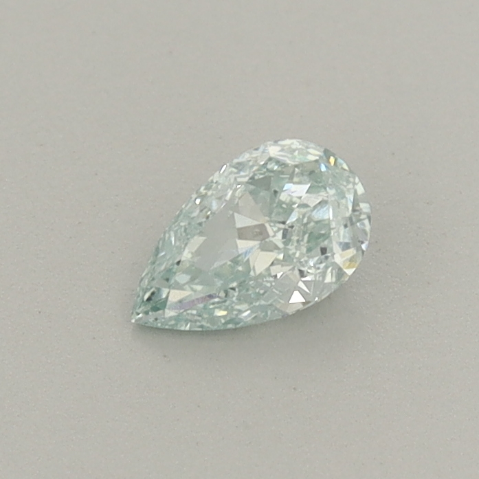 Actual 0.25 carat Fancy Intense Bluish Green Pear lab-grown diamond