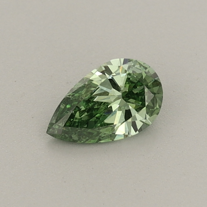 Actual 0.27 carat Fancy Vivid Green Pear lab-grown diamond