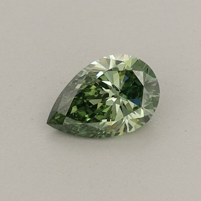 Actual 0.31 carat Fancy Vivid Green Pear lab-grown diamond