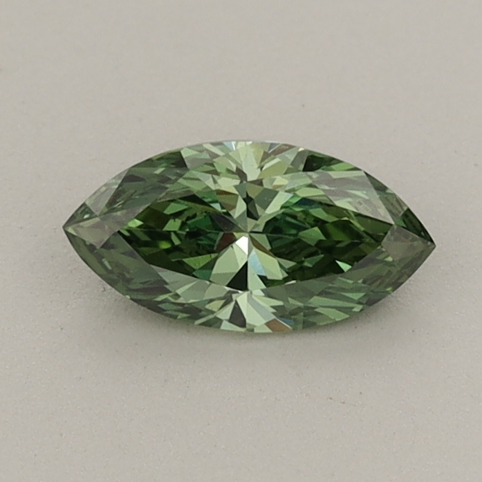 Actual 0.41 carat Fancy Vivid Green Marquise lab-grown diamond