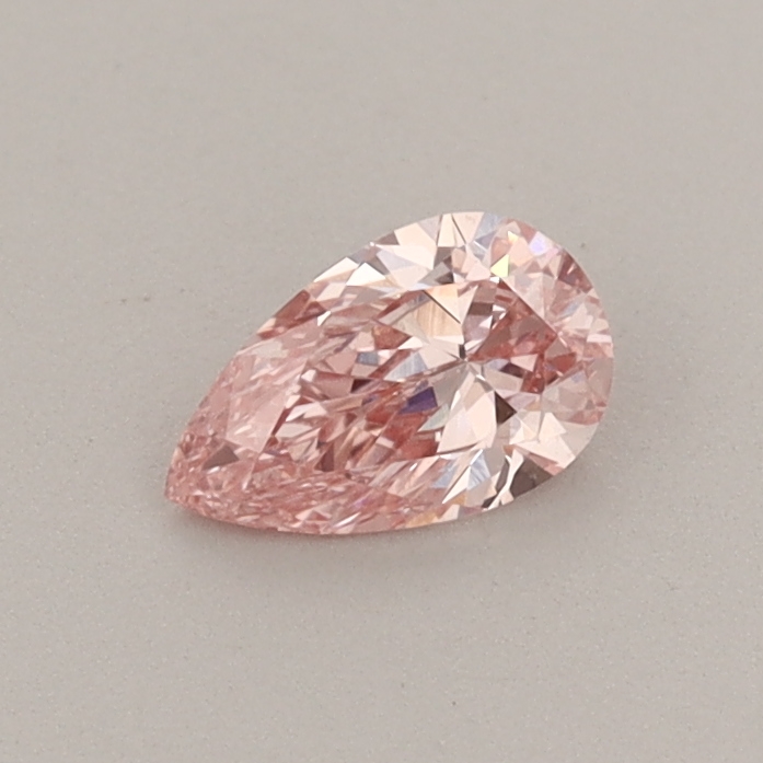 Actual 0.31 carat Fancy Vivid Pink Pear lab-grown diamond