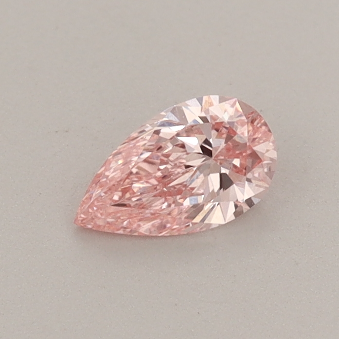 Actual 0.31 carat Fancy Vivid Pink Pear lab-grown diamond
