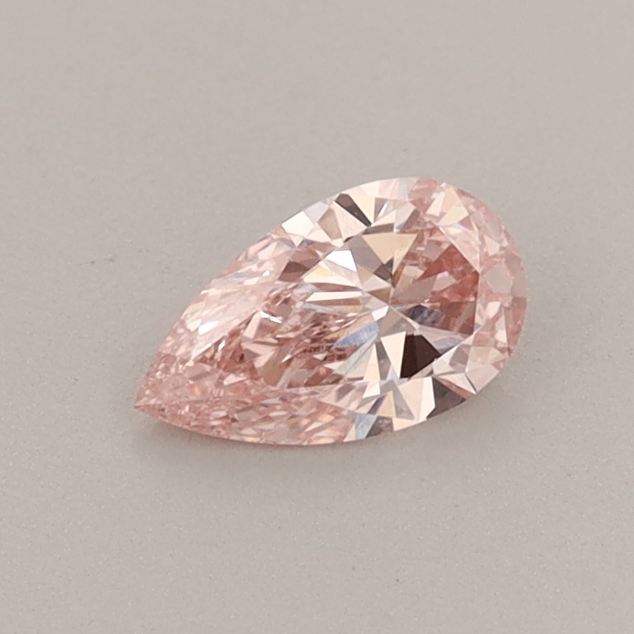 Actual 0.32 carat Fancy Intense Pink Pear lab-grown diamond