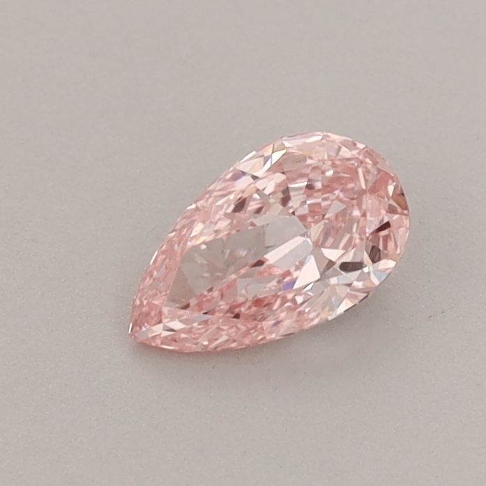 Actual 0.35 carat Fancy Vivid Pink Pear lab-grown diamond