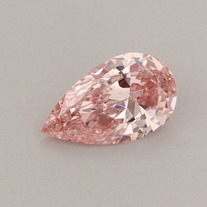 Actual 0.35 carat Fancy Vivid Pink Pear lab-grown diamond