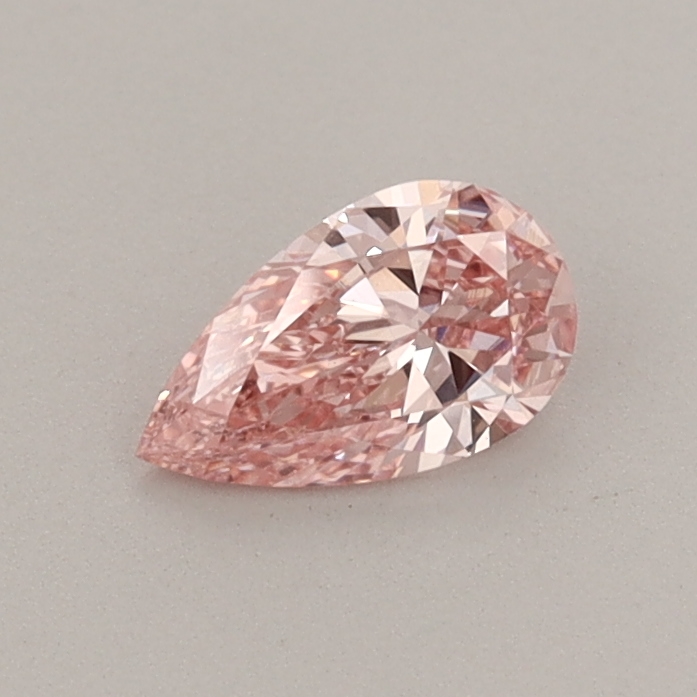 Actual 0.36 carat Fancy Vivid Pink Pear lab-grown diamond