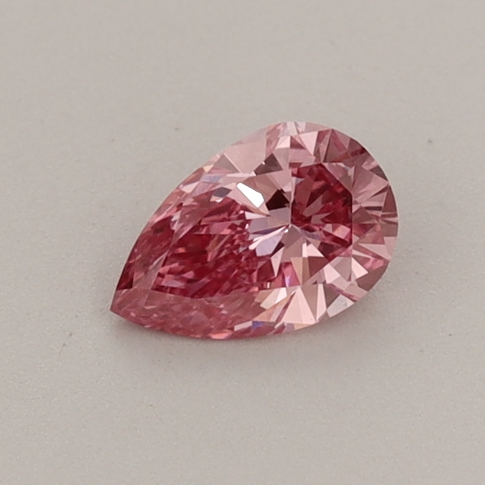 Actual 0.36 carat Fancy Vivid Pink Pear lab-grown diamond