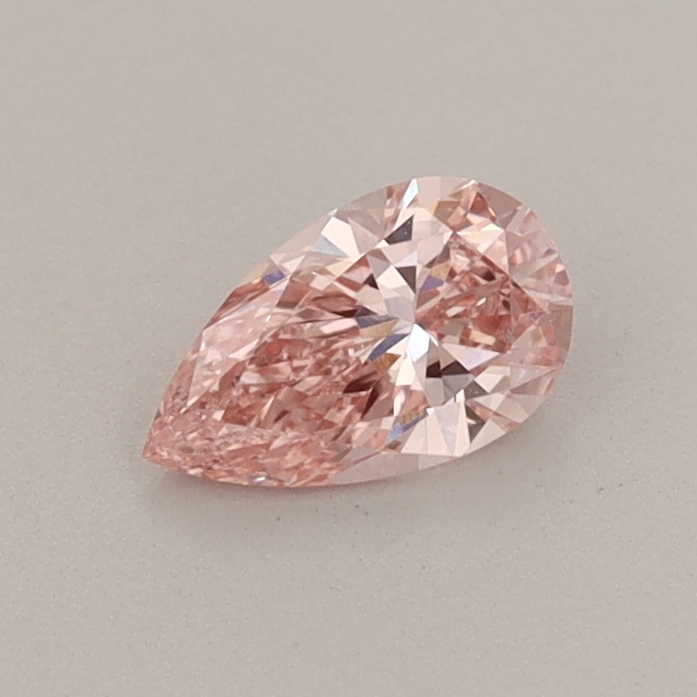 Actual 0.37 carat Fancy Vivid Pink Pear lab-grown diamond