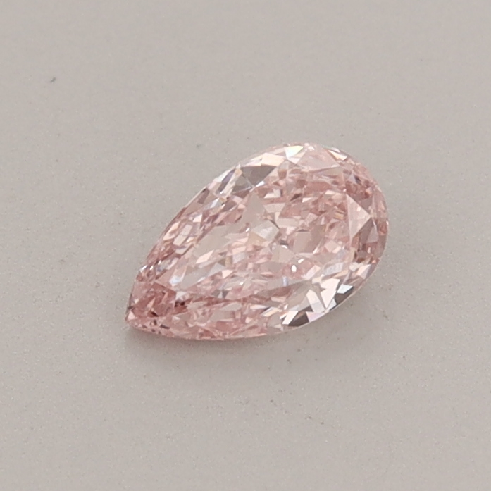 Actual 0.29 carat Fancy Vivid Pink Pear lab-grown diamond