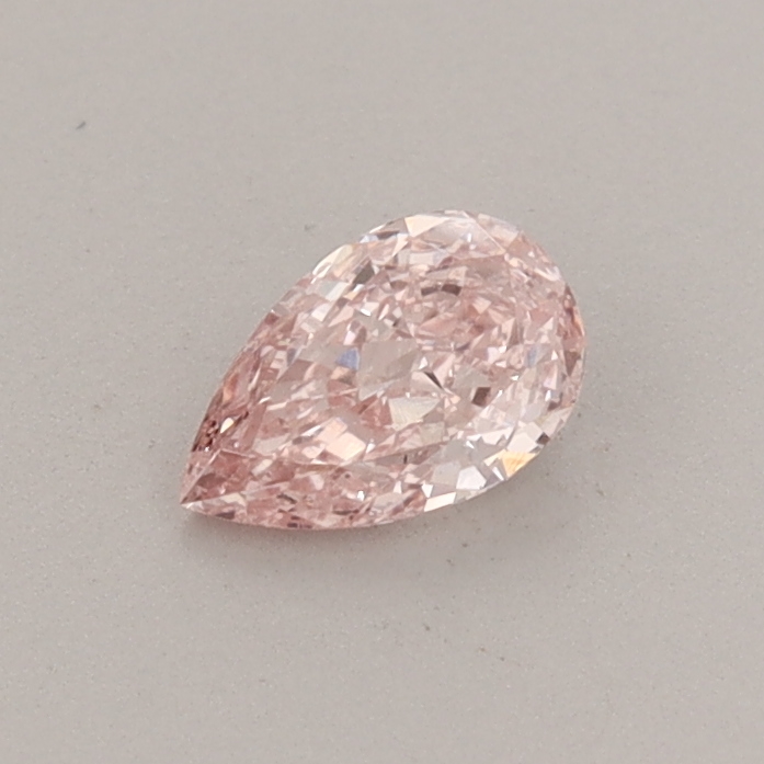 Actual 0.3 carat Fancy Intense Pink Pear lab-grown diamond