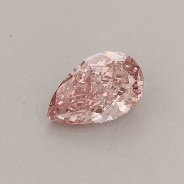 Actual 0.32 carat Fancy Intense Pink Pear lab-grown diamond