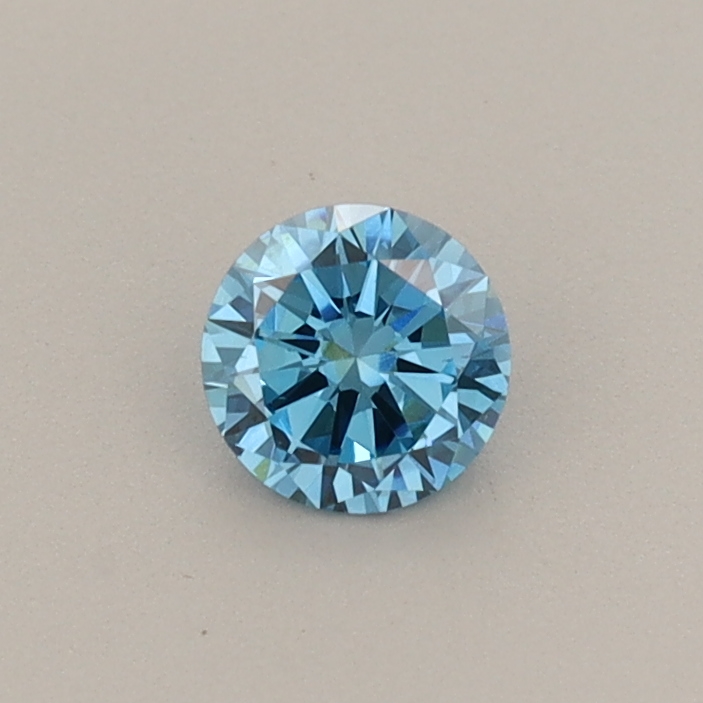 Actual 0.27 carat Fancy Vivid Blue Round lab-grown diamond