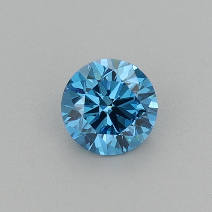 Actual 0.33 carat Fancy Vivid Blue Round lab-grown diamond