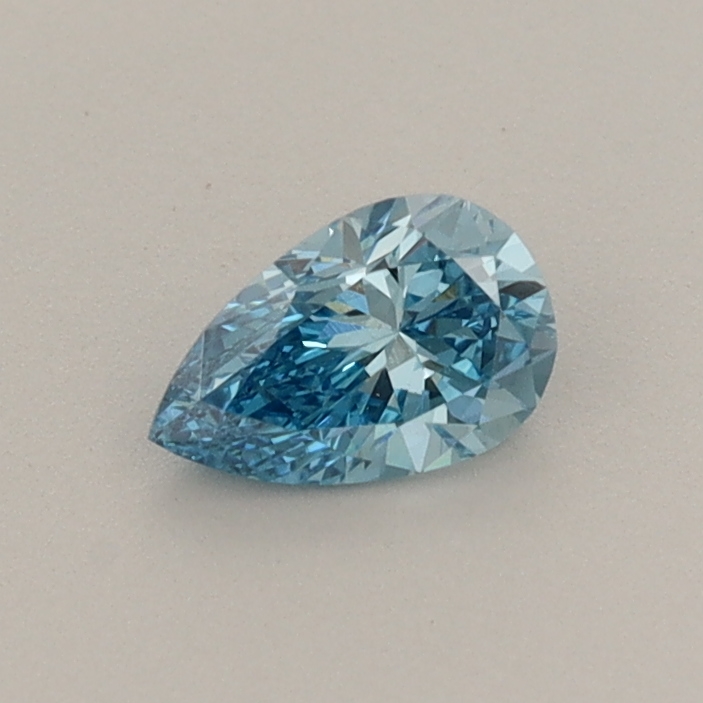 Actual 0.32 carat Fancy Vivid Blue Pear lab-grown diamond