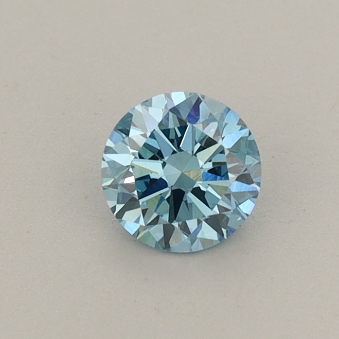 Actual 0.42 carat Vivid Blue Round lab-grown diamond