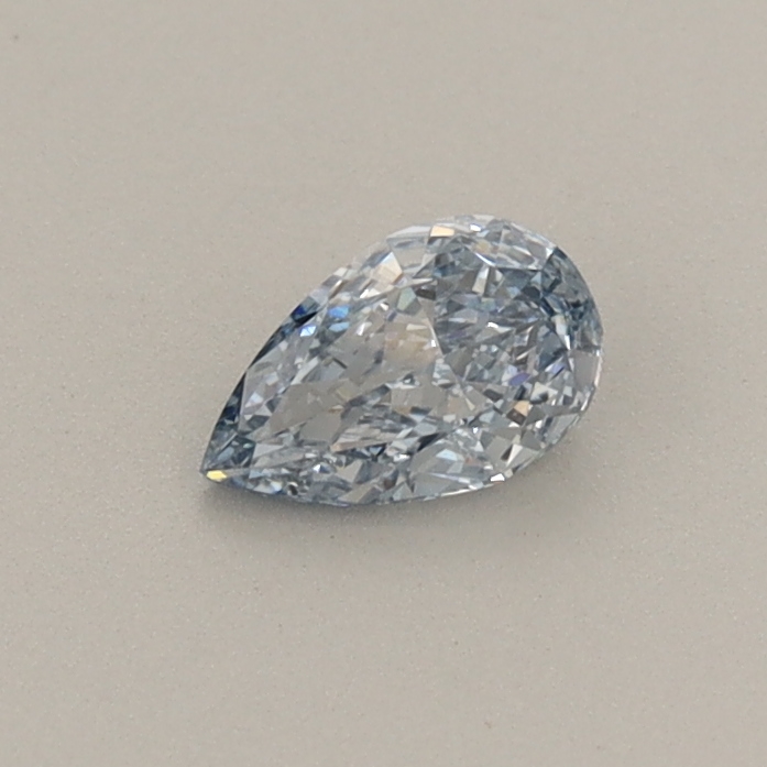 Actual 0.27 carat Fancy Intense Blue Pear lab-grown diamond