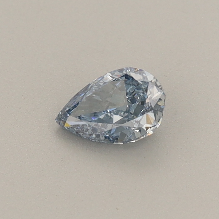 Actual 0.28 carat Fancy Vivid Blue Pear lab-grown diamond