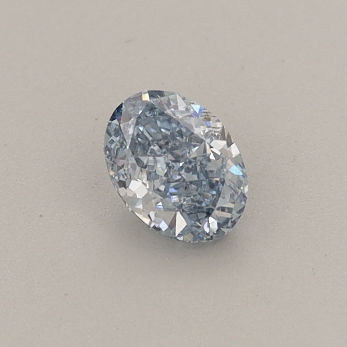 Actual 0.33 carat Fancy Intense Blue Oval lab-grown diamond