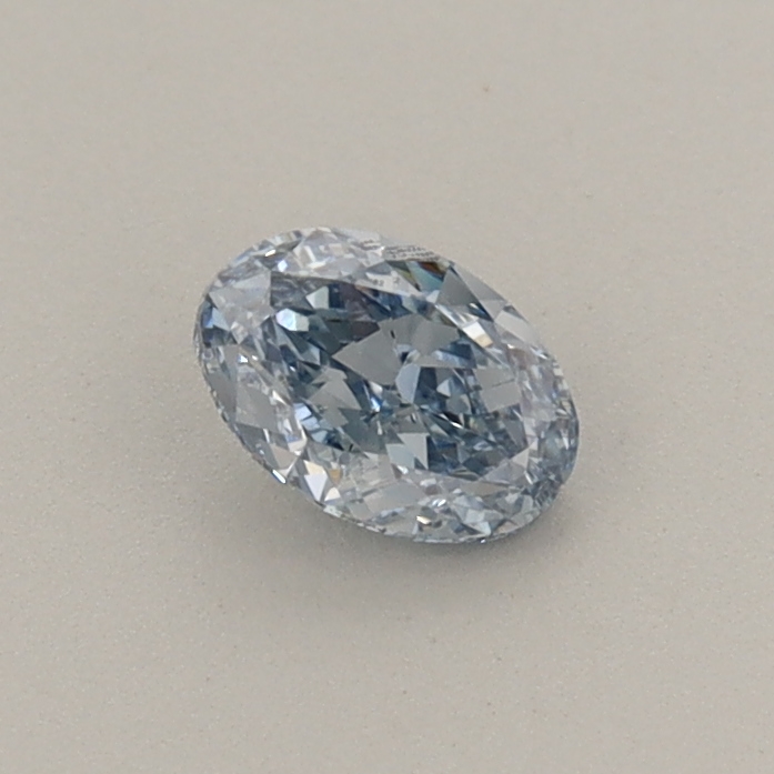Actual 0.35 carat Fancy Vivid Blue Oval lab-grown diamond
