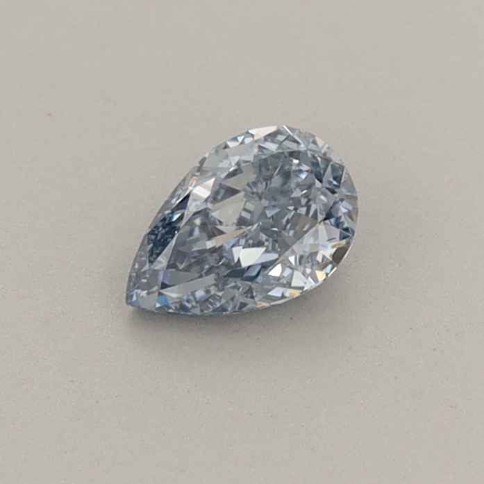Actual 0.31 carat Fancy Vivid Blue Pear lab-grown diamond
