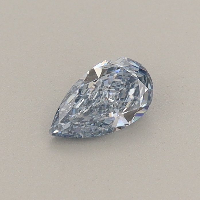 Actual 0.28 carat Fancy Intense Blue Pear lab-grown diamond
