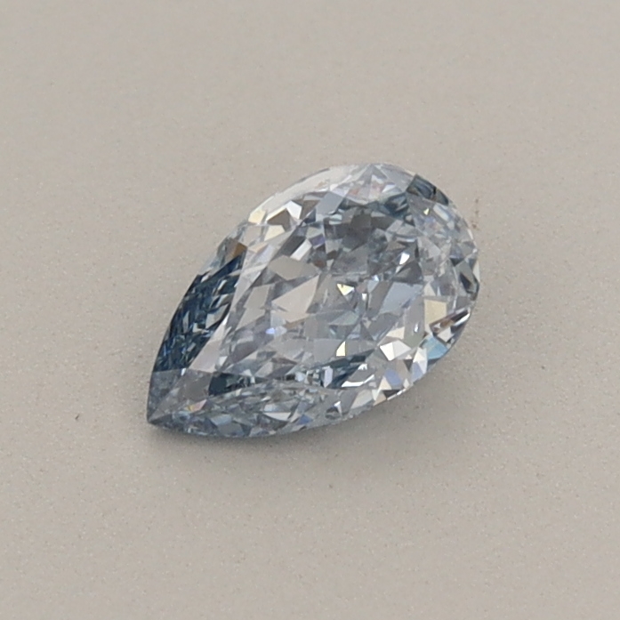 Actual 0.35 carat Fancy Vivid Blue Pear lab-grown diamond