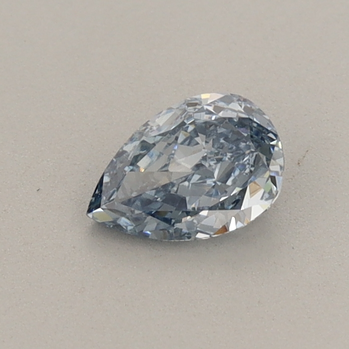 Actual 0.39 carat Fancy Intense Blue Pear lab-grown diamond