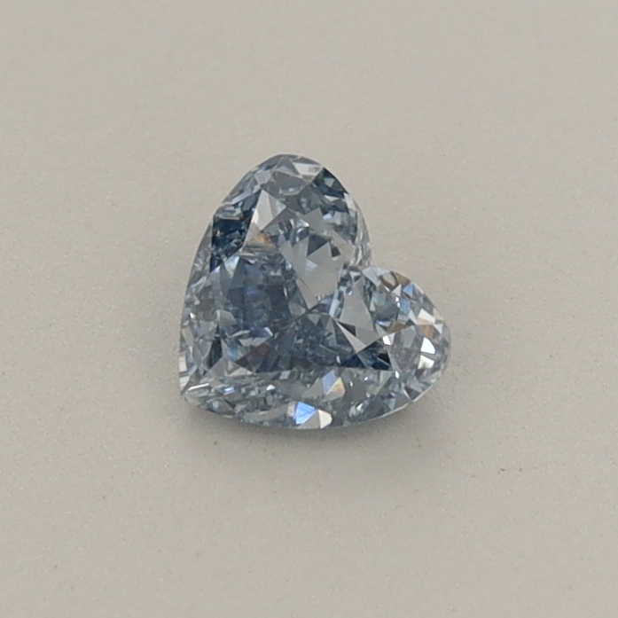 Actual 0.3 carat Fancy Intense Blue Heart lab-grown diamond
