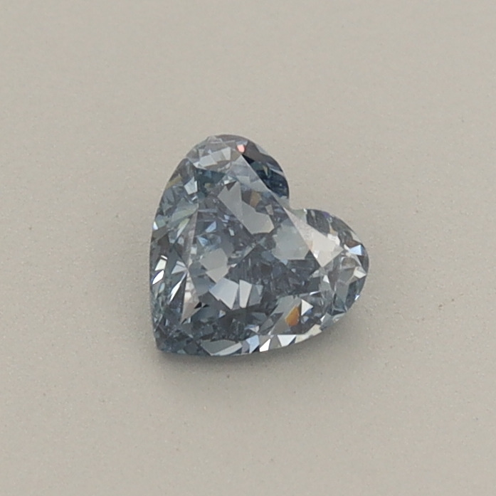 Actual 0.32 carat Fancy Intense Blue Heart lab-grown diamond
