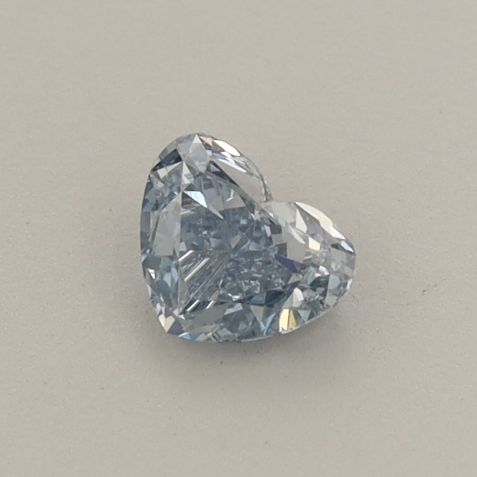 Actual 0.34 carat Fancy Intense Blue Heart lab-grown diamond