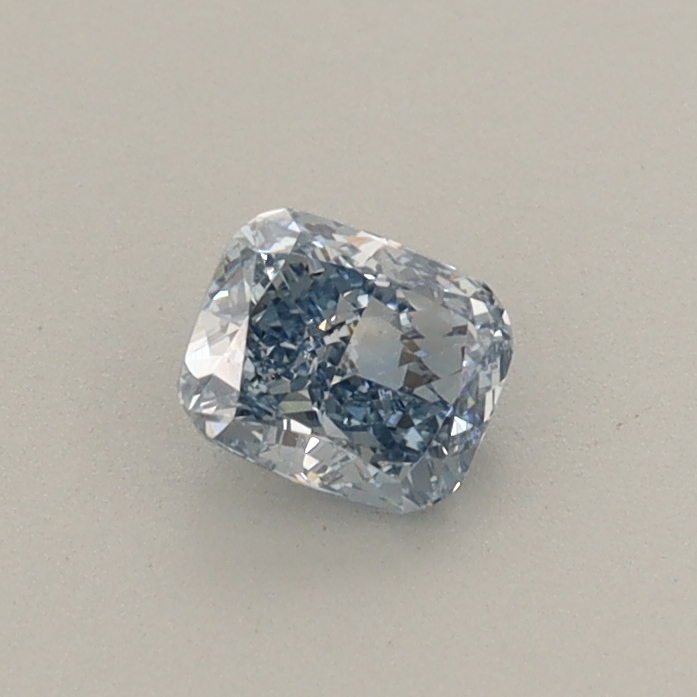 Actual 0.35 carat Fancy Vivid Blue Cushion lab-grown diamond