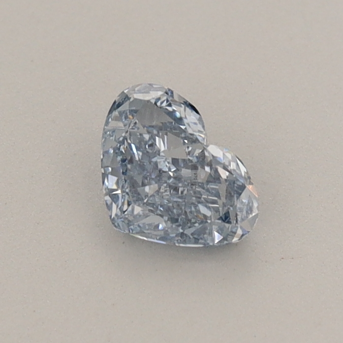 Actual 0.35 carat Fancy Intense Blue Heart lab-grown diamond
