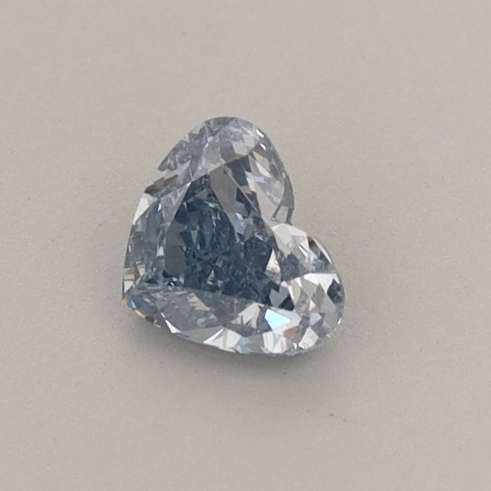 Actual 0.36 carat Fancy Intense Blue Heart lab-grown diamond
