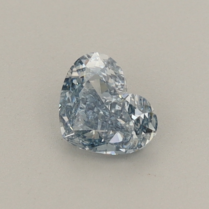 Actual 0.39 carat Fancy Intense Blue Heart lab-grown diamond