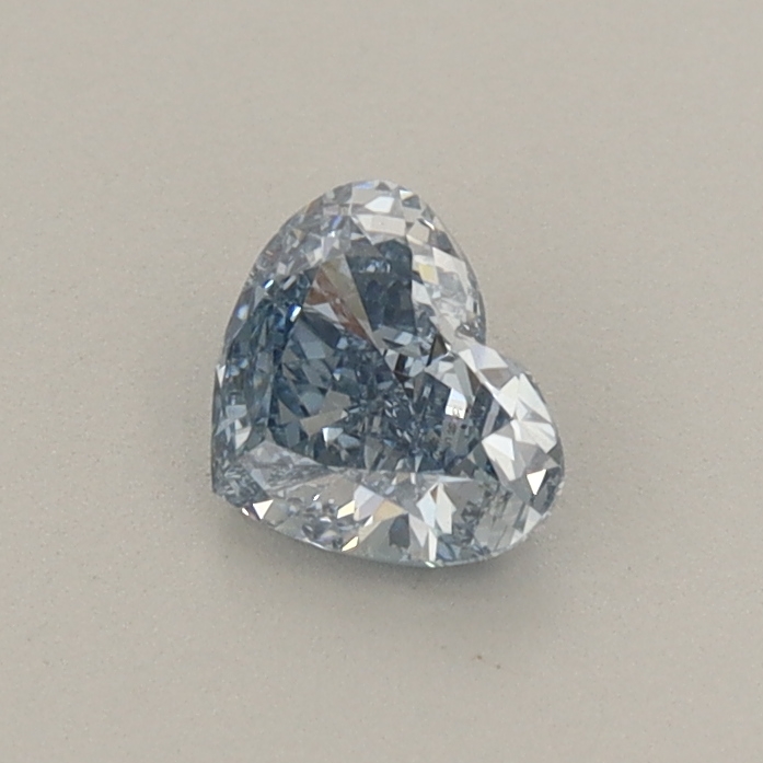 Actual 0.4 carat Fancy Vivid Blue Heart lab-grown diamond