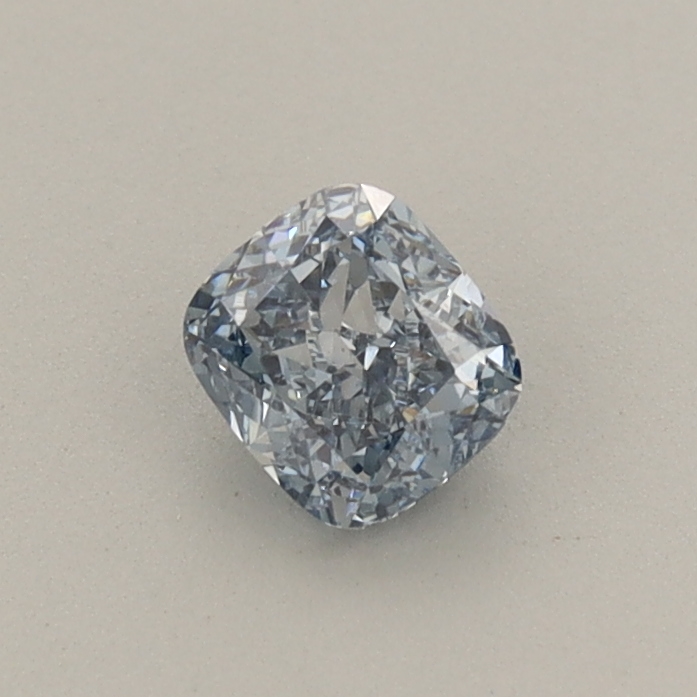 Actual 0.42 carat Fancy Vivid Blue Cushion lab-grown diamond