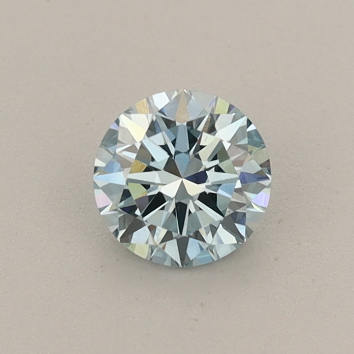 Actual 0.43 carat Fancy Vivid Blue Round lab-grown diamond