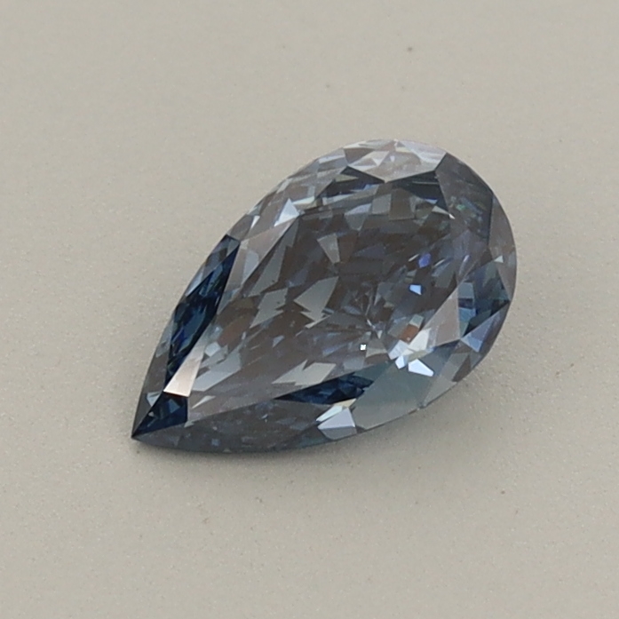 Actual 0.43 carat Fancy Vivid Blue Pear lab-grown diamond