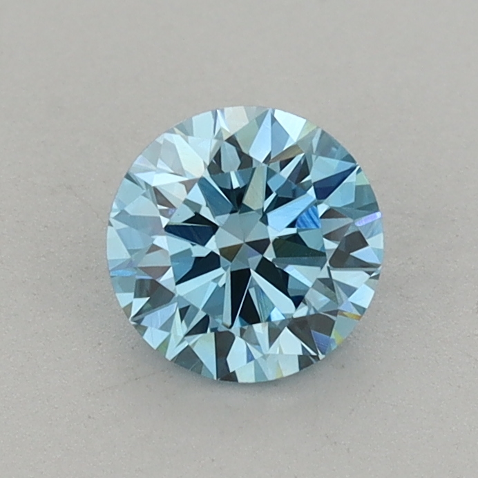 Actual 0.68 carat Vivid Blue Round lab-grown diamond