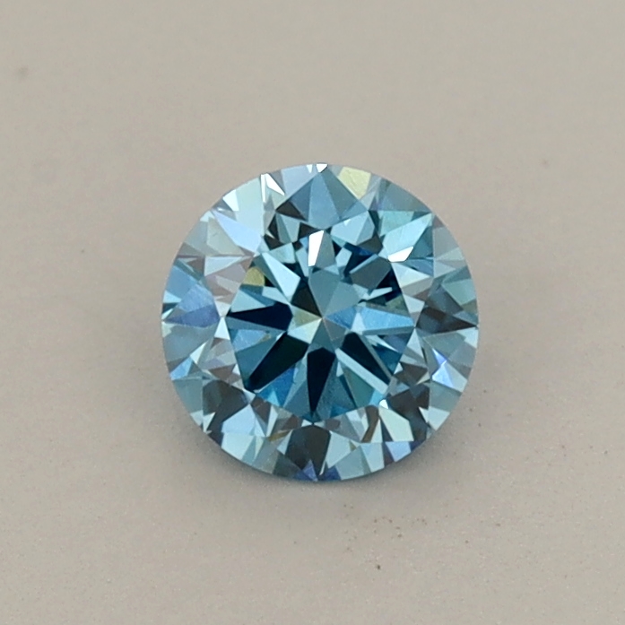 Actual 0.44 carat Vivid Blue Round lab-grown diamond