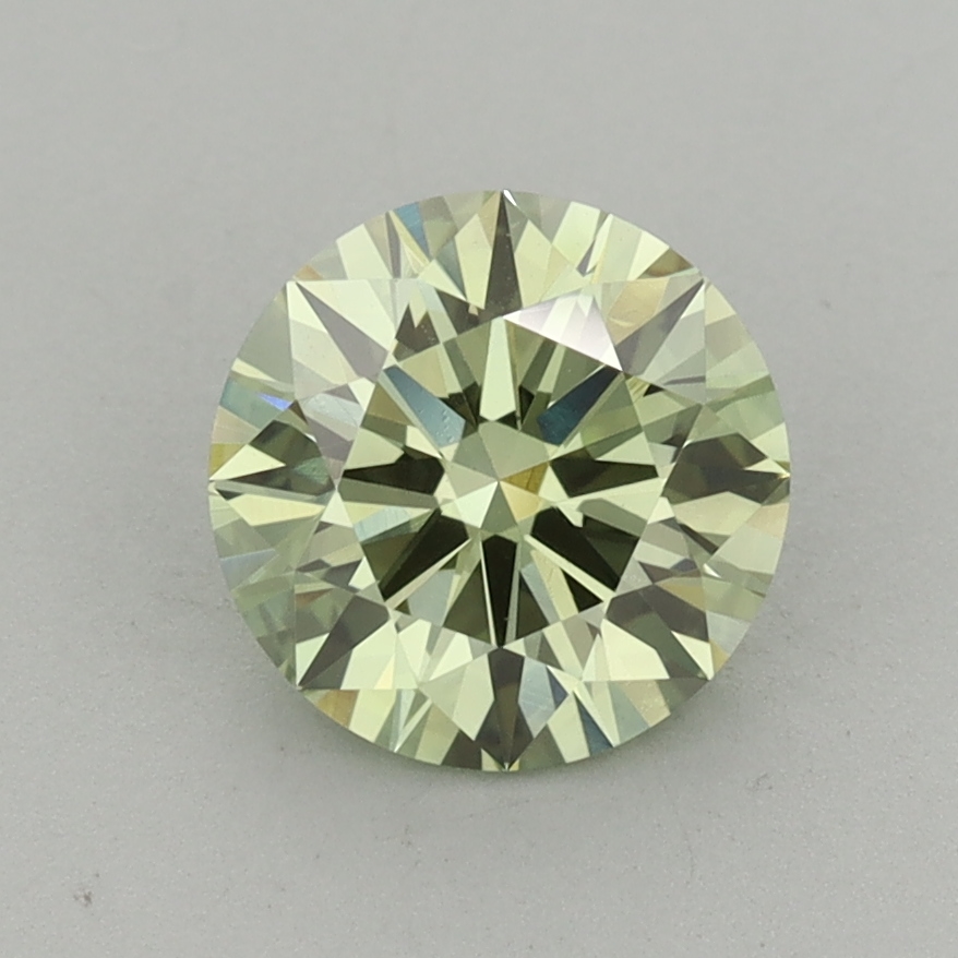 Actual 1.5 carat Vivid Green Round lab-grown diamond