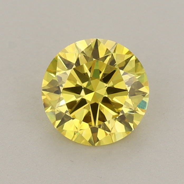 Actual 0.67 carat Vivid Yellow Round lab-grown diamond