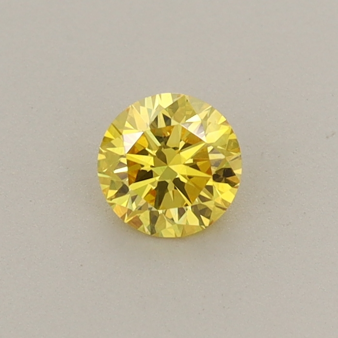 Actual 0.28 carat Fancy Vivid Yellow Round lab-grown diamond