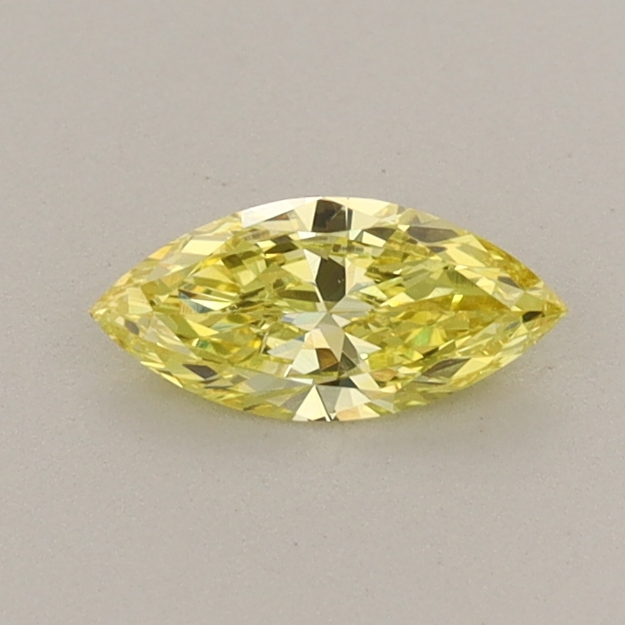 Actual 0.3 carat Fancy Intense Yellow Marquise lab-grown diamond